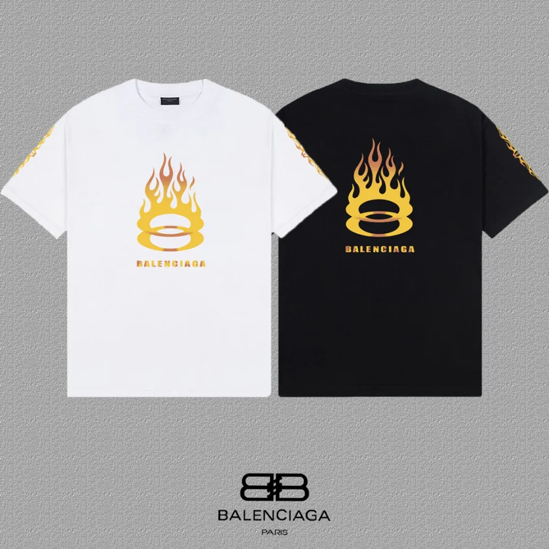 P80✨🔥 [BALENCIAGA] Paris lettering printed short-sleeved T-shirt. Custom-woven and dyed 26-count double yarn 300 grams of heavy fabric. Zero color difference in thread. Perfect details. Differentiate from the current version. Welcome to compare. Same Style for men and women. Must-sell model in the picture above. Color: White Black Size: 1 2 3 4